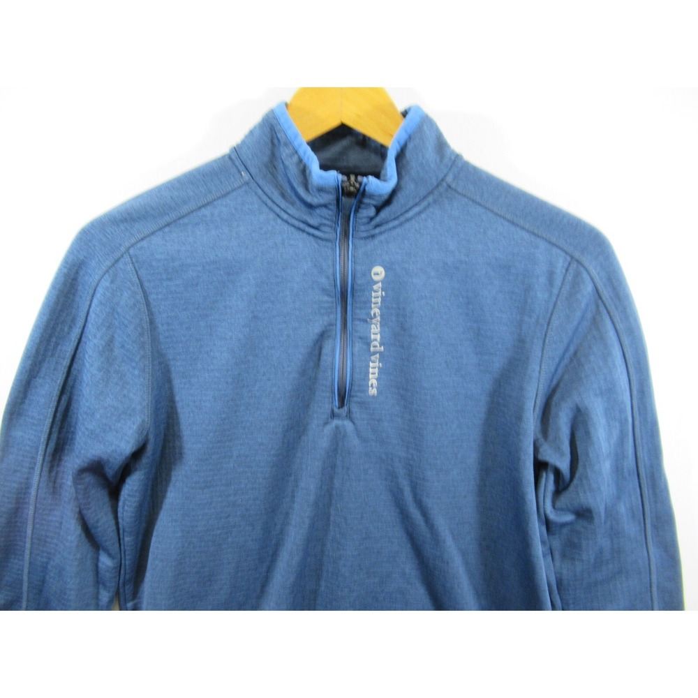 Vineyard Vines Grid Fleece 1/4 Zip Pullover Boys L 16 Blue - Picture 2 of 7